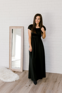 The Layla Dress in Ebony Black Available in Maxi and Midi